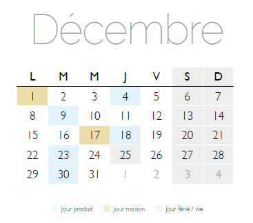 Calendrier des plaisirs